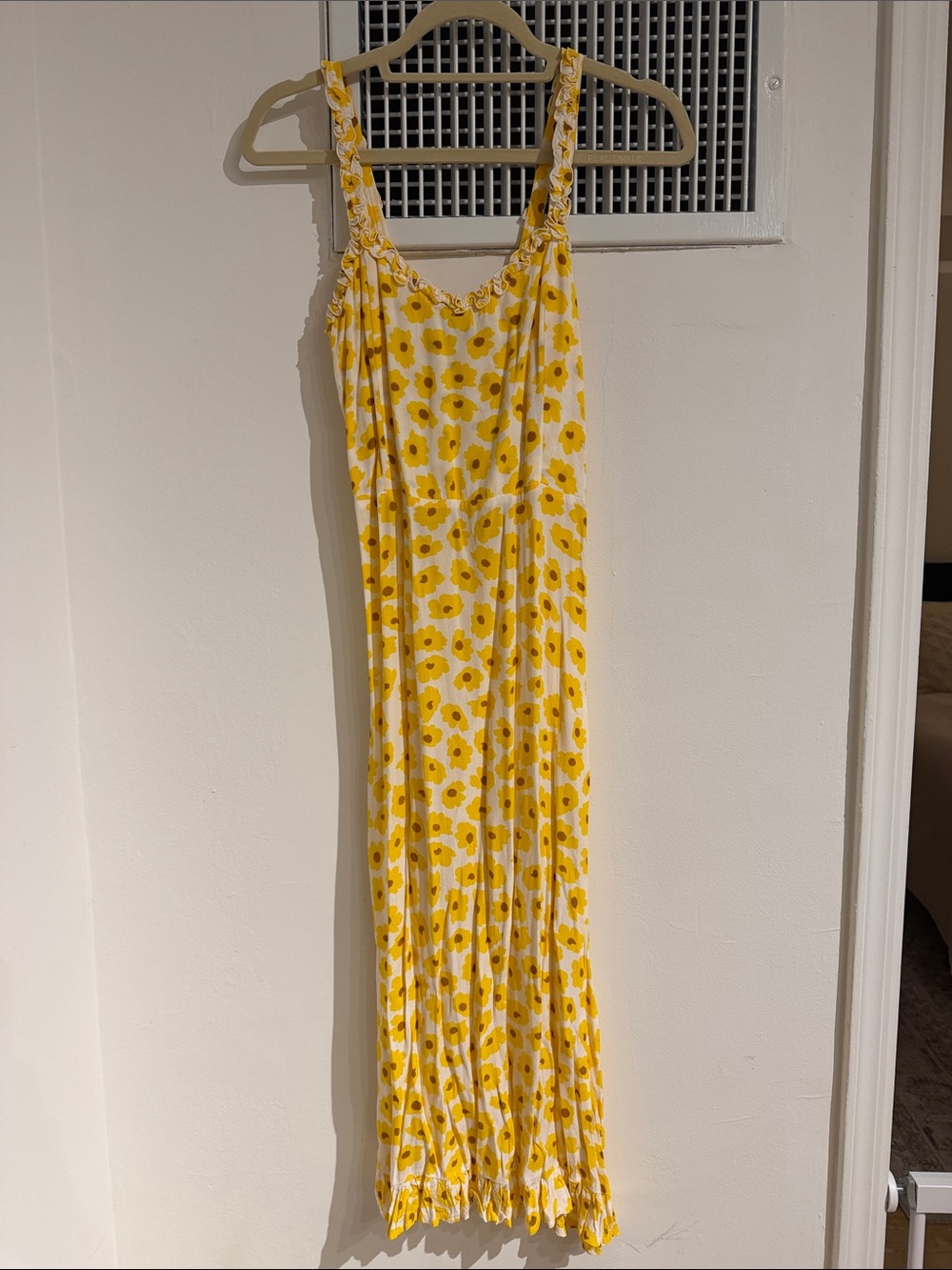 Faithfull the Brand Yellow Floral Ruffled Maxi Dress